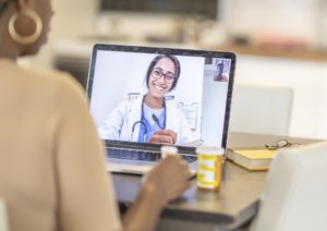 woman in telehealth appointment
